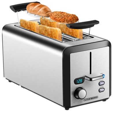 Steinborg Toaster Langschlitz | 4 Scheiben Toastautomat | XXL Toaster | 1500 Watt ...