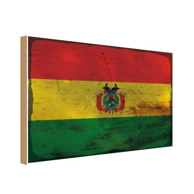 vianmo Holzschild Holzbild 20x30 cm Bolivien Fahne Flagge
