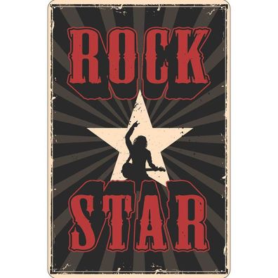 vianmo Blechschild 30x40 cm gewölbt Dekoration Rock Star Musik