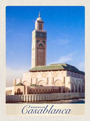 Holzschild 30x40 cm - Casablanca Marokko Architektur Afrika