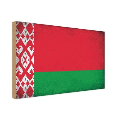 vianmo Holzschild Holzbild 20x30 cm Weißrussland Fahne Flagge