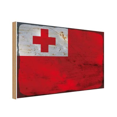 vianmo Holzschild Holzbild 30x40 cm Tonga Fahne Flagge