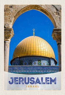 Holzschild 20x30 cm - Jerusalem Israel Tempel gold