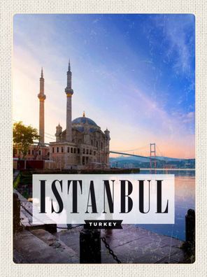 Holzschild 20x30 cm - Istanbul Turkey Moschee Meer