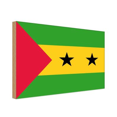 vianmo Holzschild Holzbild 20x30 cm São Tomé und Príncipe Fahne Flagge