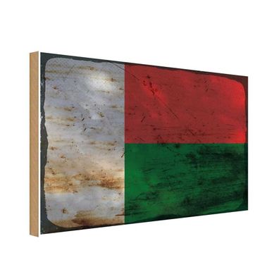 vianmo Holzschild Holzbild 30x40 cm Madagaskar Fahne Flagge