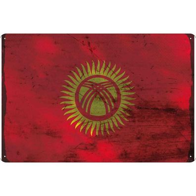 vianmo Blechschild Wandschild 30x40 cm Kirgisistan Fahne Flagge