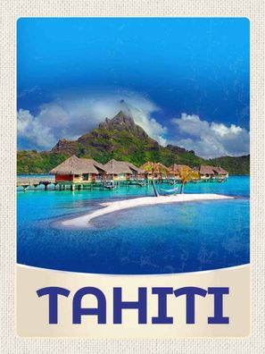 Holzschild 30x40 cm - Tahiti Insel Amerikasonne