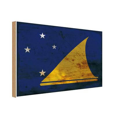 vianmo Holzschild Holzbild 30x40 cm Tokelau Fahne Flagge