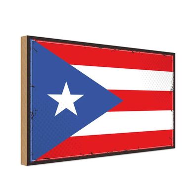 vianmo Holzschild Holzbild 30x40 cm Puerto Fahne Flagge