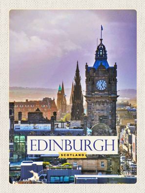 vianmo Holzschild 30x40 cm Stadt Edinburgh Scotland Uhrturm