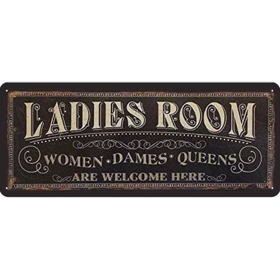 Blechschild 27x10 cm - Ladies room women Dames Queens
