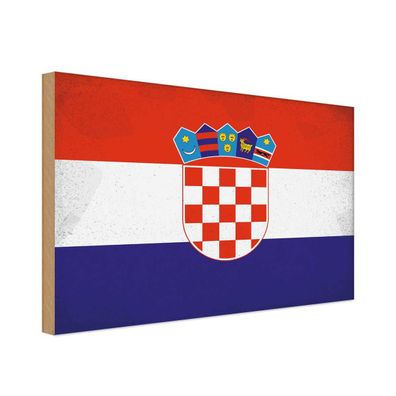 vianmo Holzschild Holzbild 20x30 cm Kroatien Fahne Flagge