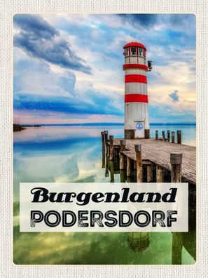 Holzschild 30x40 cm - Purgenland Podersdorf Leuchtturm Meer