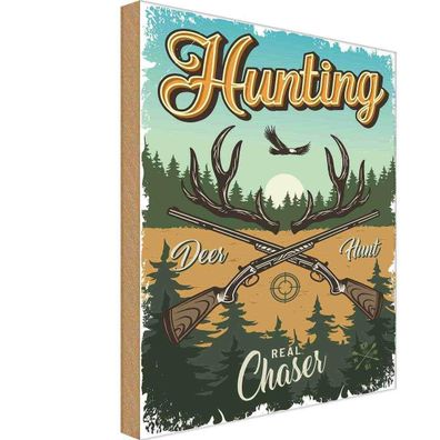 Holzschild 18x12 cm - Jagd Hunting deer hunt Abenteuer