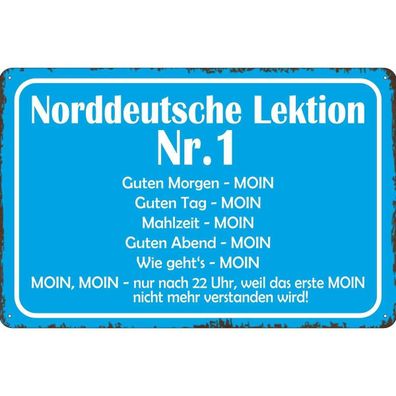 Blechschild 20x30 cm - Norddeutsche Lektion Nr. 1 MOIN