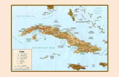 vianmo Blechschild 18x12 cm gewölbt Garage Werkstatt Cuba Landkarte