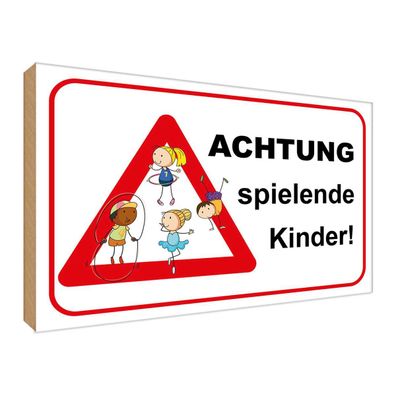 vianmo Holzschild 30x40 cm Warnung Achtung spielende Kinder
