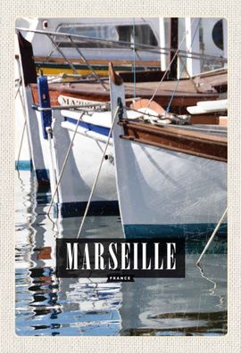 Holzschild 20x30 cm - Marseille France Meer Urlaub