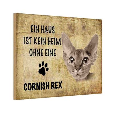 vianmo Holzschild 20x30 cm Tier Cornish Rex Katze
