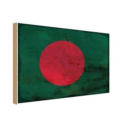 vianmo Holzschild Holzbild 20x30 cm Bangladesch Fahne Flagge