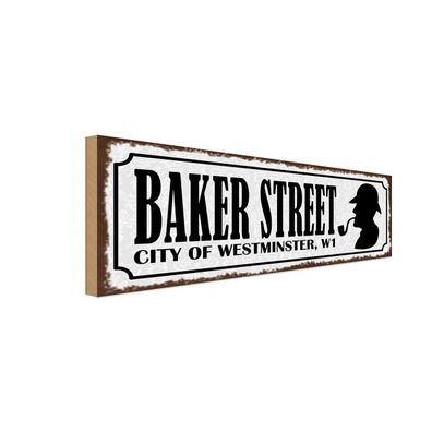 Holzschild 27x10 cm - Baker streeet city Westminster