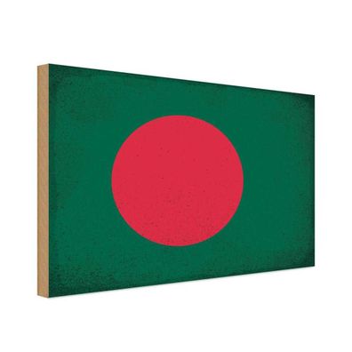 vianmo Holzschild Holzbild 30x40 cm Bangladesch Fahne Flagge