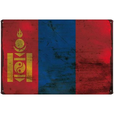 vianmo Blechschild Wandschild 30x40 cm Mongolei Fahne Flagge