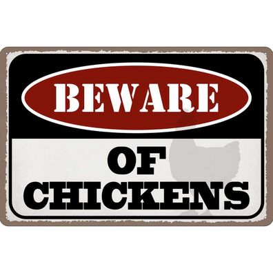 vianmo Blechschild 20x30 cm gewölbt Hinweis bewahre of chickens