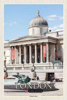 Holzschild 20x30 cm - London England UK National Gallery