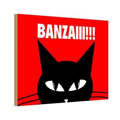 vianmo Holzschild 20x30 cm Tier Katze Banzaiii!!!