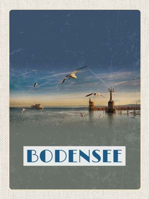 Blechschild 30x40 cm - Bodensee Deutschland Strand See Möwe