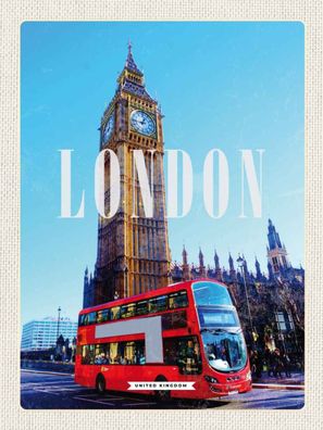 Holzschild 30x40 cm - London red Bus roter Bus Big Ben