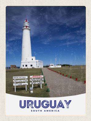 Holzschild 30x40 cm - Uruguay Amerika USA Leuchtturm