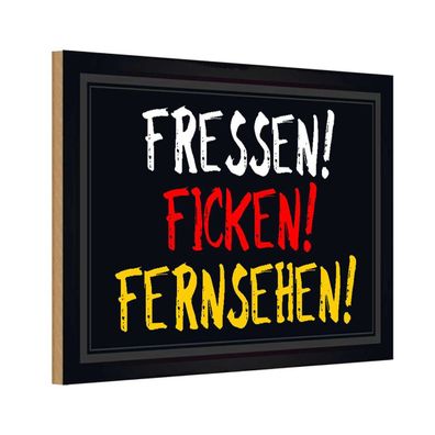 vianmo Holzschild 20x30 cm Dekoration Fressen ficken Fernsehen
