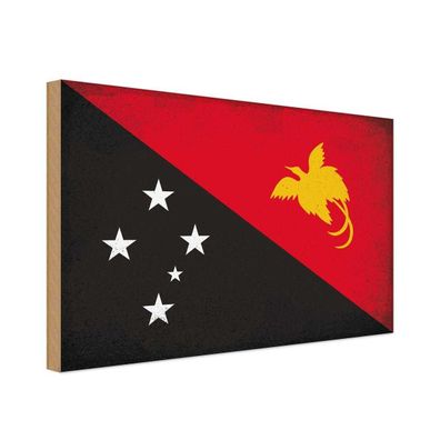 vianmo Holzschild Holzbild 30x40 cm Papua-Neuguinea Fahne Flagge