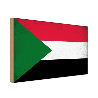 vianmo Holzschild Holzbild 20x30 cm Sudan Fahne Flagge