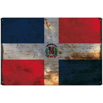 vianmo Blechschild Wandschild 30x40 cm Dominikanische Republik Fahne Flagge