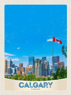 Holzschild 30x40 cm - Calgary Kanada Stadt Flagge