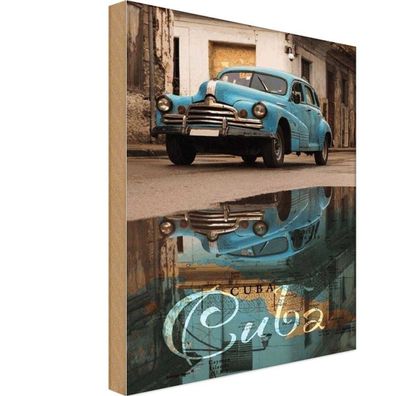 vianmo Holzschild 18x12 cm Garage Werkstatt Cuba blue Auto