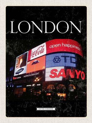 Blechschild 30x40 cm - London England Piccadilly City Nacht