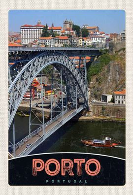 Holzschild 20x30 cm - Porto Portugal Europa Brücke