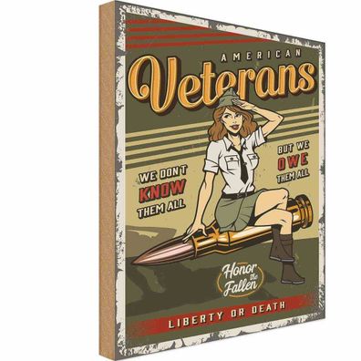 Holzschild 20x30 cm - Pinup American veterans liberty