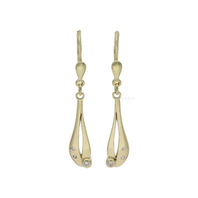 Ohrhänger aus Gold 585/000 (14 Karat) mit Brillant, aus zweiter Hand, getragen