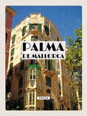 Holzschild 30x40 cm - Palma de Mallorca Spain Altstadt