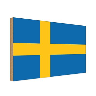 vianmo Holzschild Holzbild 18x12 cm Schweden Fahne Flagge