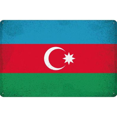 vianmo Blechschild Wandschild 30x40 cm Aserbaidschan Fahne Flagge