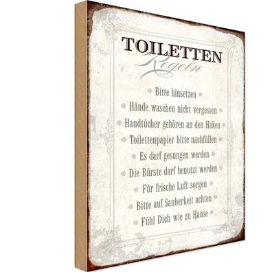 Holzschild 20x30 cm - Toiletten Regeln Haus Geschenk