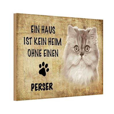 vianmo Holzschild 20x30 cm Tier Perser Katze ohne kein Heim