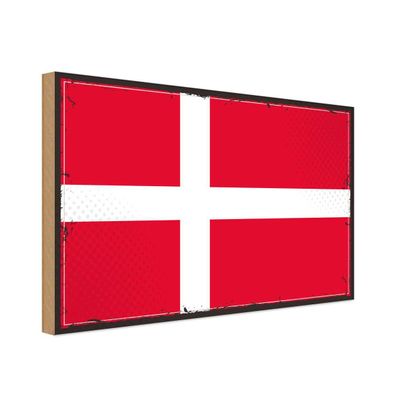 vianmo Holzschild Holzbild 18x12 cm Dänemark Fahne Flagge